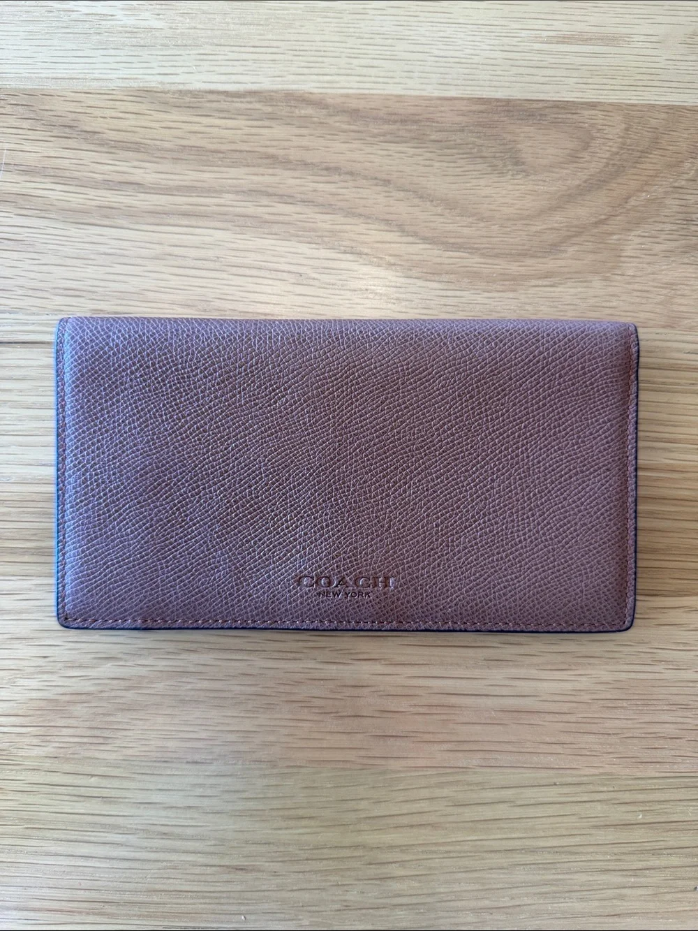 Unisex Coach Checkbook or Slim Wallet in Brown